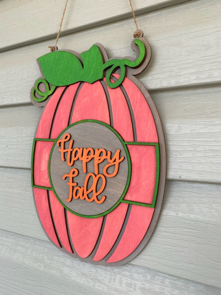 Happy Fall Pumpkin Door Hanger; DIY Paint Kit