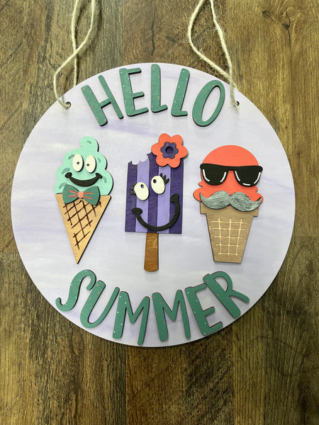 Hello Summer Ice Cream Hanger