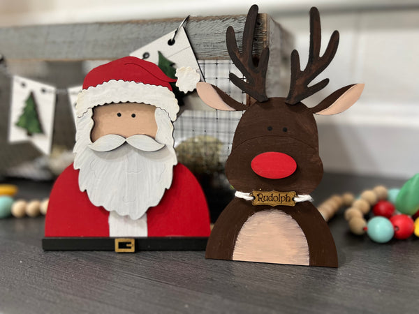 Santa & Rudolph Mini Shelf Leaners