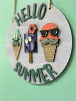 Hello Summer Ice Cream Hanger