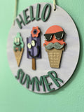 Hello Summer Ice Cream Hanger