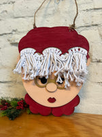 Santa, Mrs. Claus and Rudolph Macrame Hanger