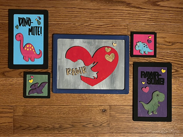 Dinosaur Valentine Sign Set