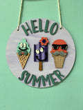 Hello Summer Ice Cream Hanger