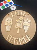 Hello Summer Ice Cream Hanger