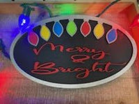 Merry & Bright Oval Sign